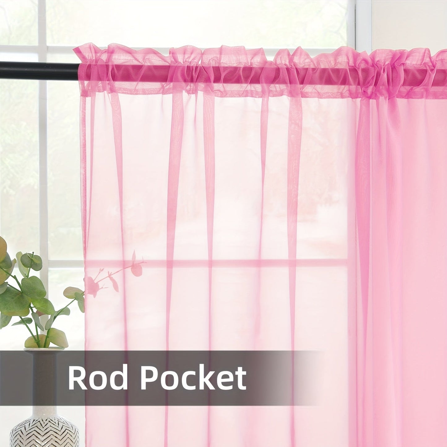 One Panel of Sheer Curtain in Classic Rod Pocket Style - Made from 100% Polyester Trilon Fabric, Lightweight Yarn-Dyed for a Decorative Look. Machine Washable and Perfect for Living Rooms and Restaurants with an Uncorded Clear Romance Theme.