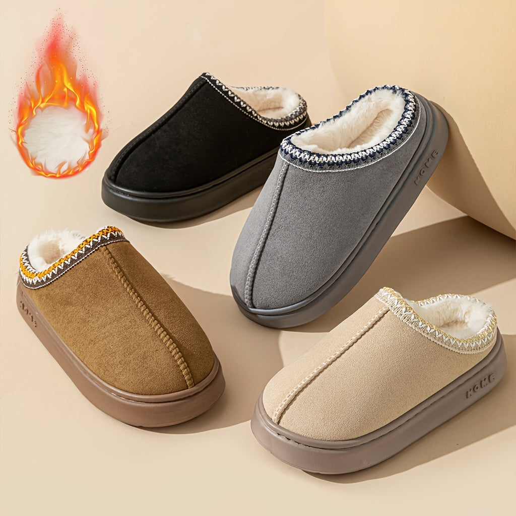 Cozy fleece-lined slippers for women, ideal for indoor and outdoor wear. Affordable option for both men and women, perfect for couples.