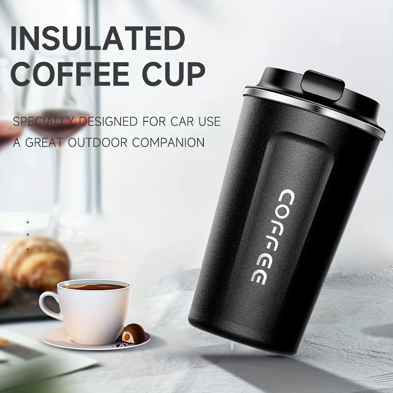 Stainless Steel Coffee Mug - 17oz, Reusable, Break Resistant, Round Shape, Leakproof Lid - Perfect for Office, Outdoors, and Car Use - Great for Christmas, Halloween, Thanksgiving, and Valentine's Day - Hand Wash Recommended.