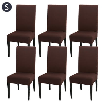 Set of 6 solid color chair covers made of stretch spandex fabric, easily removable and washable, ideal for dining rooms, kitchens, and hotels.