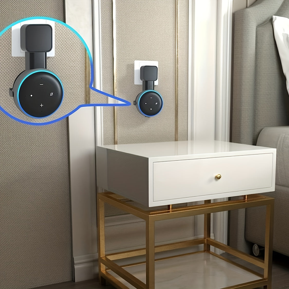 Wall Mount Holder for Echo Dot 3rd Gen - Smart Home Solution for Cable Management and Space-Saving in Bathroom, Kitchen, Bedroom - No Electricity Required