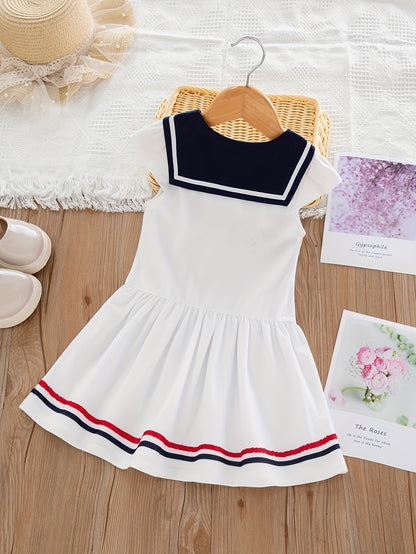 Summer dress for girls with new trendy style in navy color