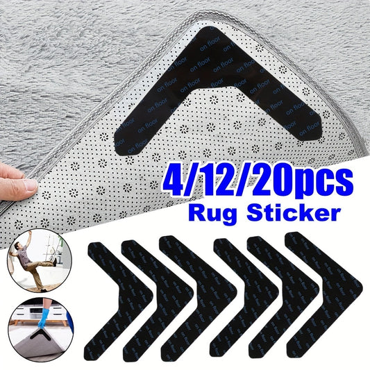 4/12/20pcs of double-sided rug gripper tape for non-slip, washable area rugs. Suitable for hardwood floors and tile.