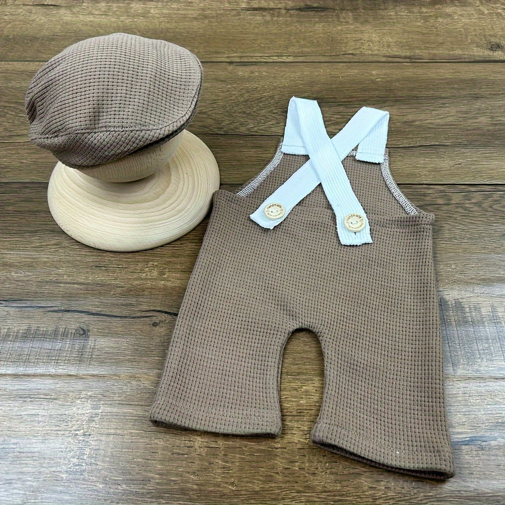 Newborn Photography Props Set: Children's Knitted Hat and Tight Body Suit