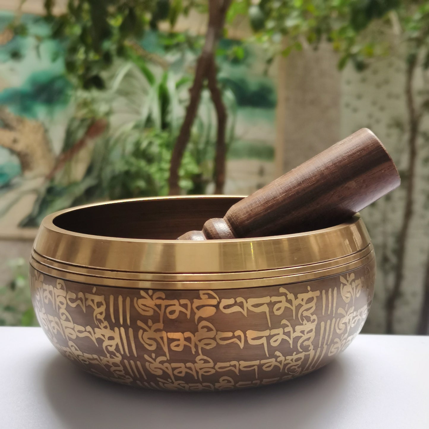 Nepal Chakra Bronze Metal Singing Bowl, 12cm with Leather Mallet, No Case/Bag