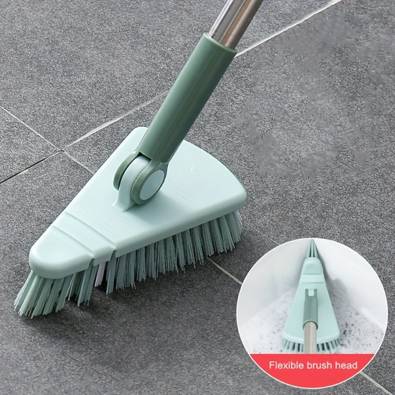 One piece of floor scrub brush with a long handle and stiff bristles, suitable for cleaning showers, bathtubs, tiles, walls, kitchens, bathrooms, and balconies. The brush is detachable and measures 37.4 inches in length.