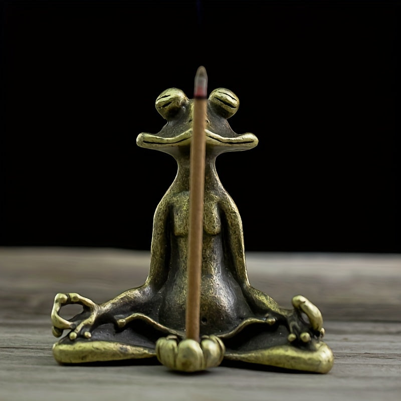 Antique frog incense holder for home decor and meditation, burns sandalwood.