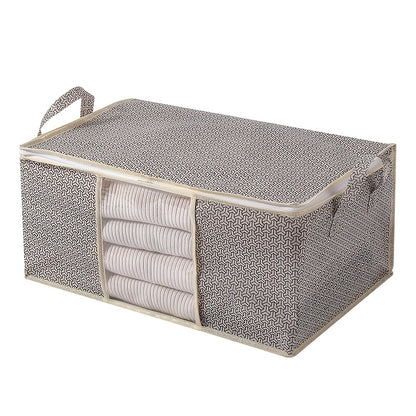 1 Extra-Large Foldable Storage Bag made of Non-Woven Fabric with Reinforced Handles, Durable Zipper and Clear Window. Ideal for Clothes, Blankets & Bedding with under 3.2 Cubic Feet