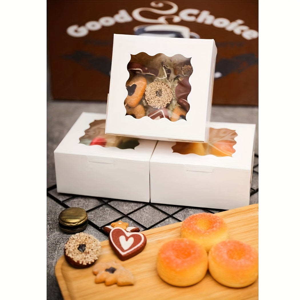 30 pieces of white disposable cardboard boxes with a window, suitable for bread, pastries, cookies, strawberries, and macarons. Great for Christmas, Thanksgiving, and any special occasion. Ideal for both Christmas and Thanksgiving, these boxes are