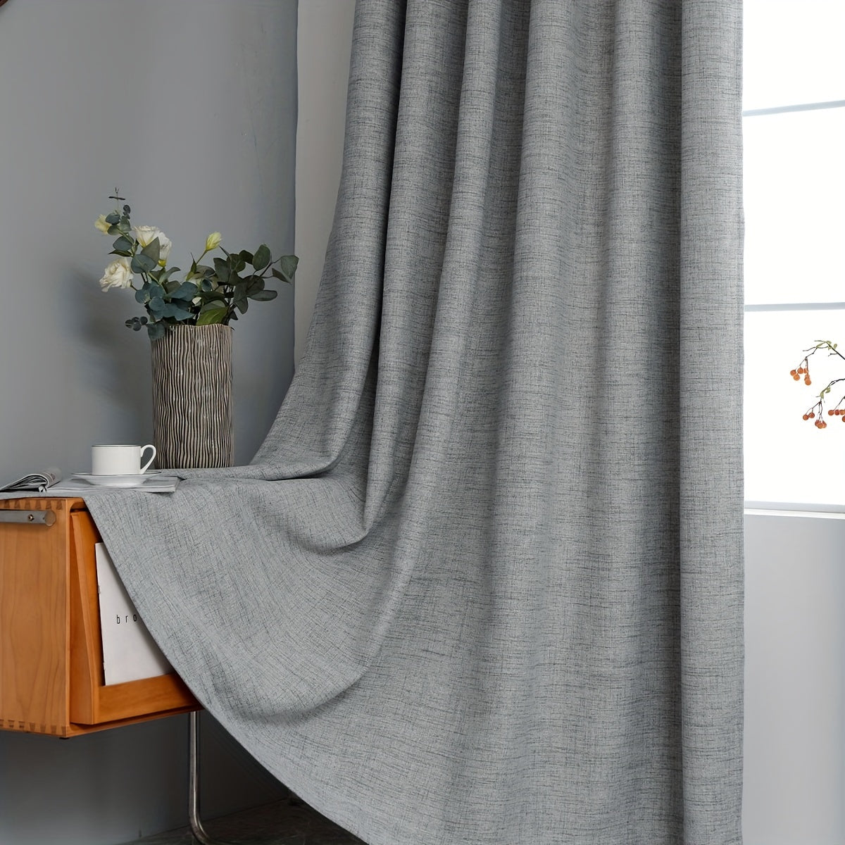 Vintage-Inspired Meteor Burlap Blackout Curtain - Stain Resistant, Rod Pocket Design, Pleated Polyester for Living Room & Bedroom, Light Blocking, Easy Care, Living Room Curtains