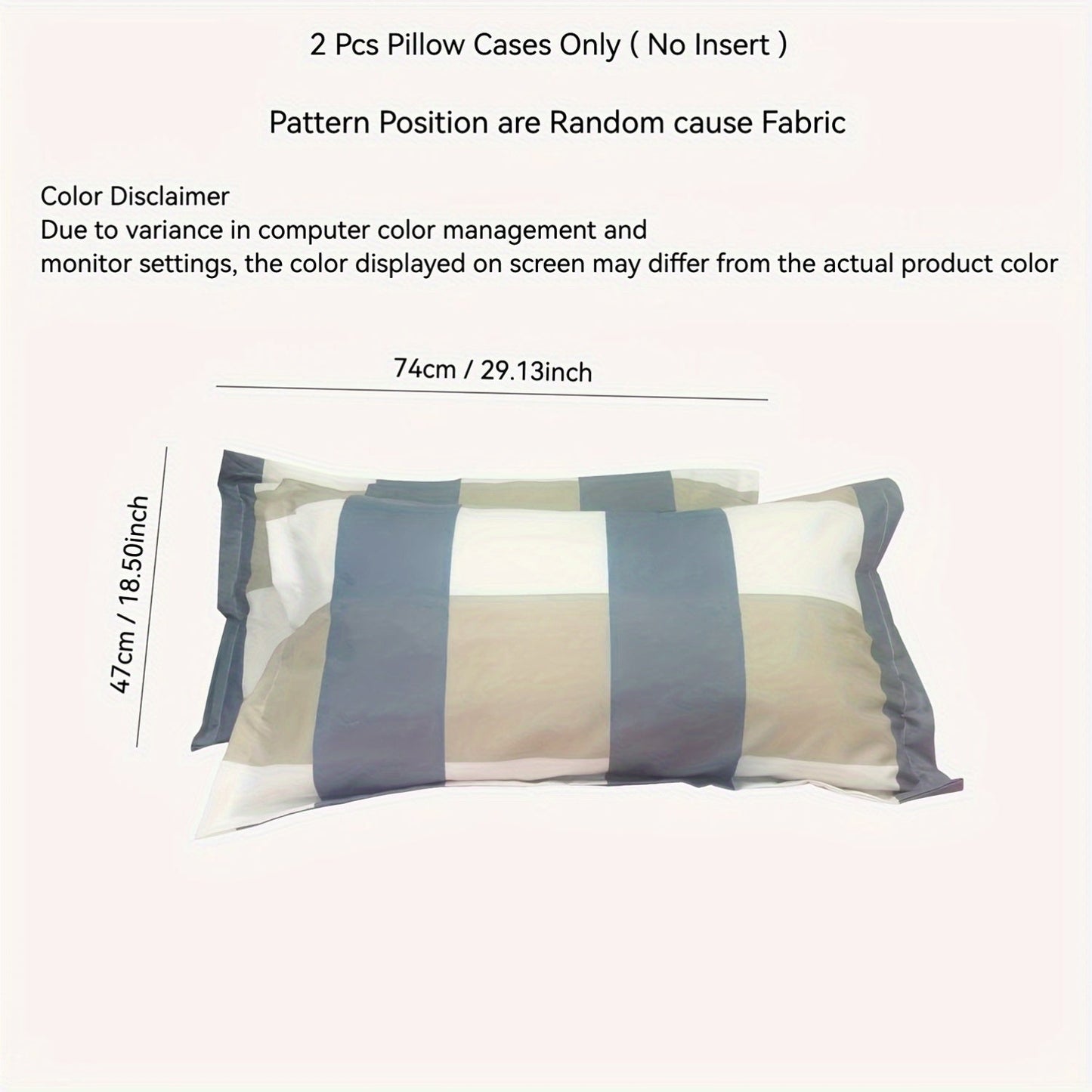 Checkered Pillowcases Set of 2 - Pillow Inserts Not Included - Classic British Geometric Design - Easy to Clean Machine Washable - Dimensions 75cm x 48cm (29in x 19in) - Simple Checkered Pattern - Envelope Closure for Convenience - Made from Other Fabric