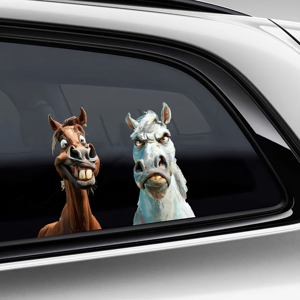 Funny animal expression window sticker for glass, car, mirror, bathroom, and home wall decoration. Made of PVC material with art deco style, self-adhesive and waterproof. Can be easily removed and is moisture-resistant.