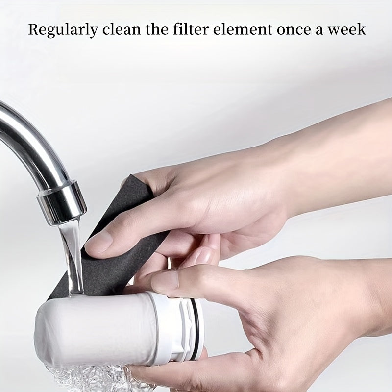 One piece filter element designed for use in faucet water purifiers, featuring multiple composite filtration layers.