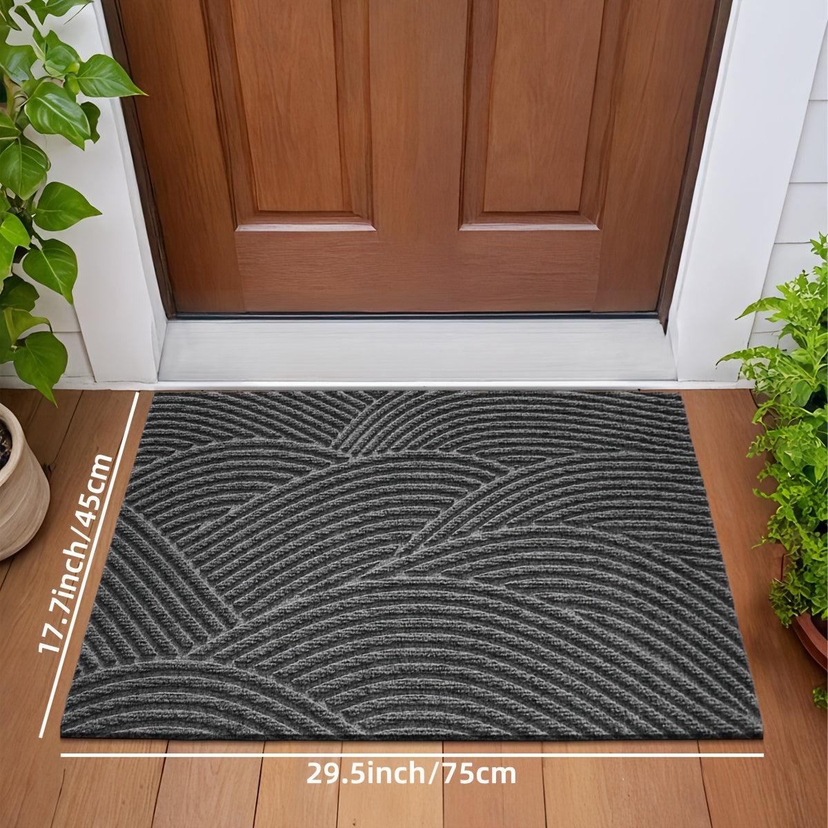 DJIANG Geometric Striped Door Mat, Non-Slip, Absorbent, Washable Rug for Indoor and Patio. Stain Resistant Polyester, Hand Wash Only.