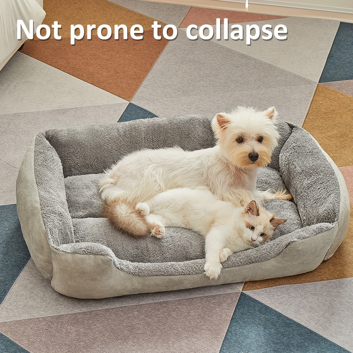 Cozy Plush Dog Bed with Elastic PP Cotton, Suitable for All Breeds - Various Sizes & Colors - Non-Assembled