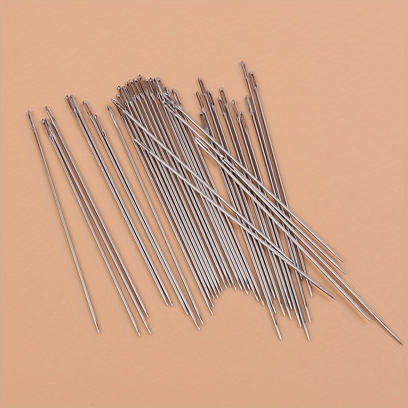 40pcs of large eye sewing needles for quilting, made of durable steel for hand sewing.