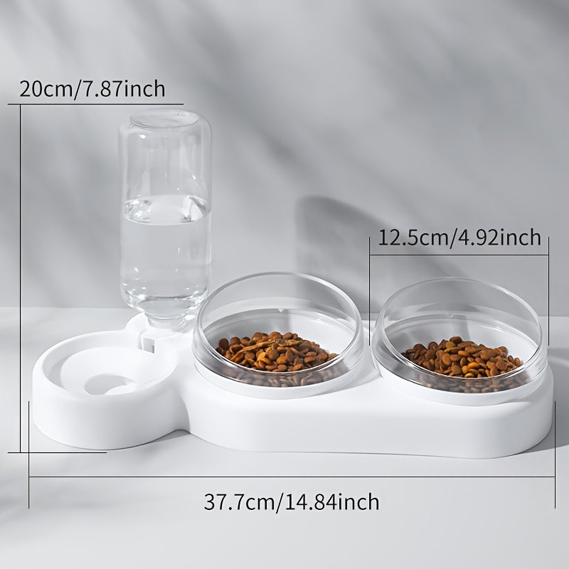 Dog basin with three antitip snail bowls for food and water, suitable for cats.