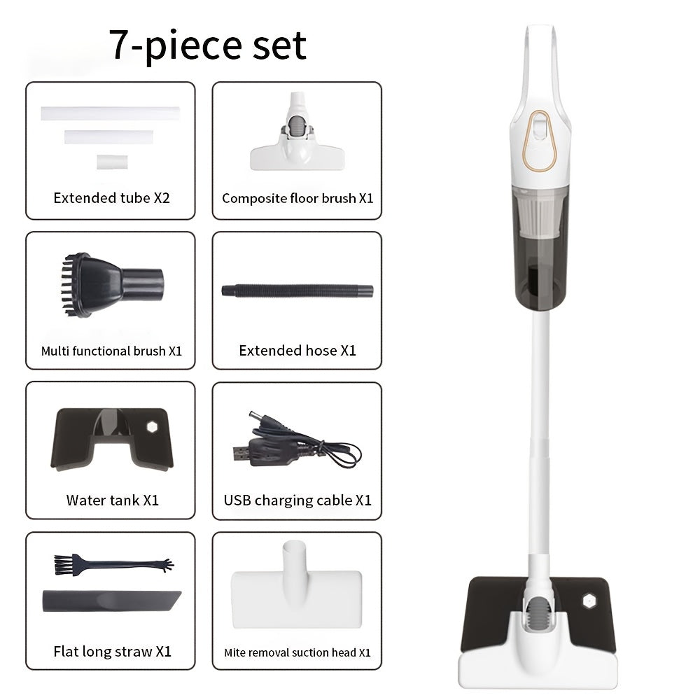 5/7 piece set of handheld vacuum cleaner with high-power suction, wireless, portable, 2000mAh lithium battery, USB rechargeable, cartridge filter, 45dB quiet operation, 6KPa suction, ABS