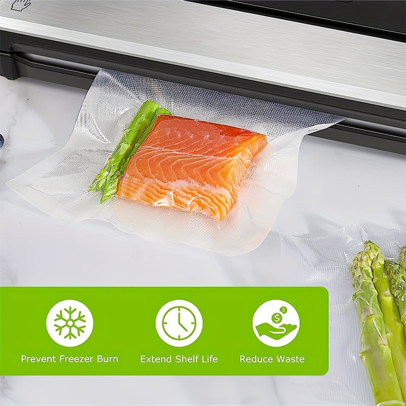 100 BPA-free Vacuum Sealer Bags for Kitchen Food Storage. Includes Vacuum Packaging Rolls for Foodsaver, Industrial Packaging bags in various sizes ranging from 3.93 to 15.74 inches. Essential Kitchen Supplies.