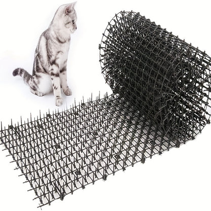 Cat Scat Mat with Plastic Spikes, 198.12cm/3.99m - Durable deterrent for cats indoors & outdoors, protects gardens, yards, couches. Keep your spaces safe.