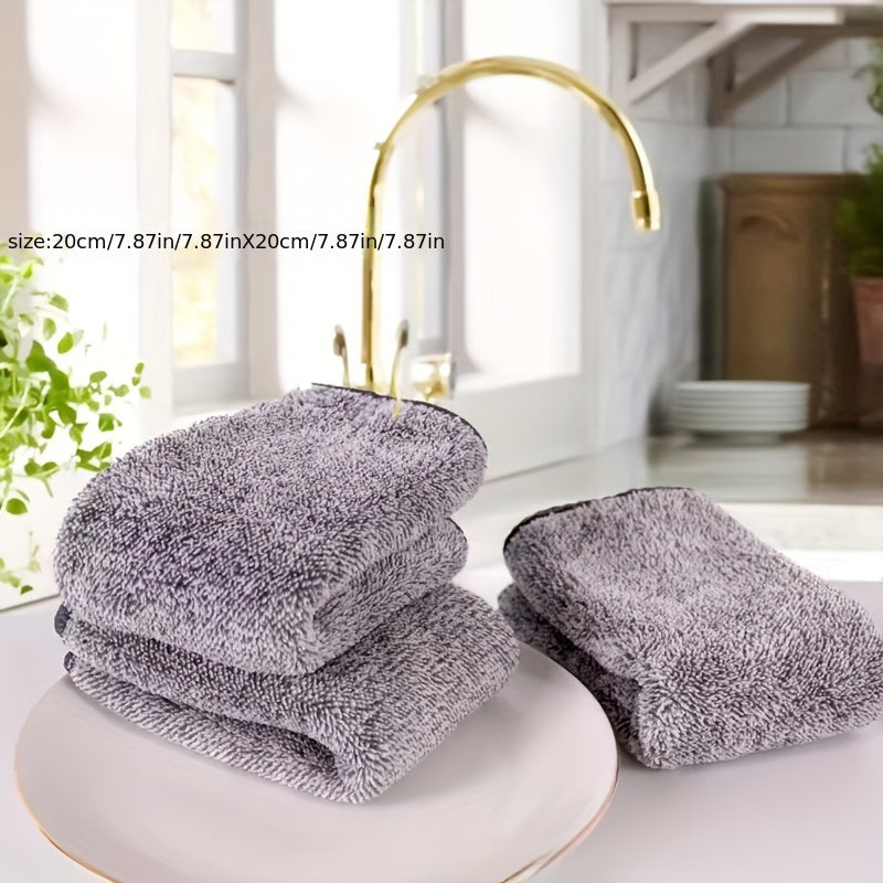 Bamboo charcoal towels for household cleaning and drying hands come in sets of 3 or 6, made with thick absorbent ultra-fine fiber.