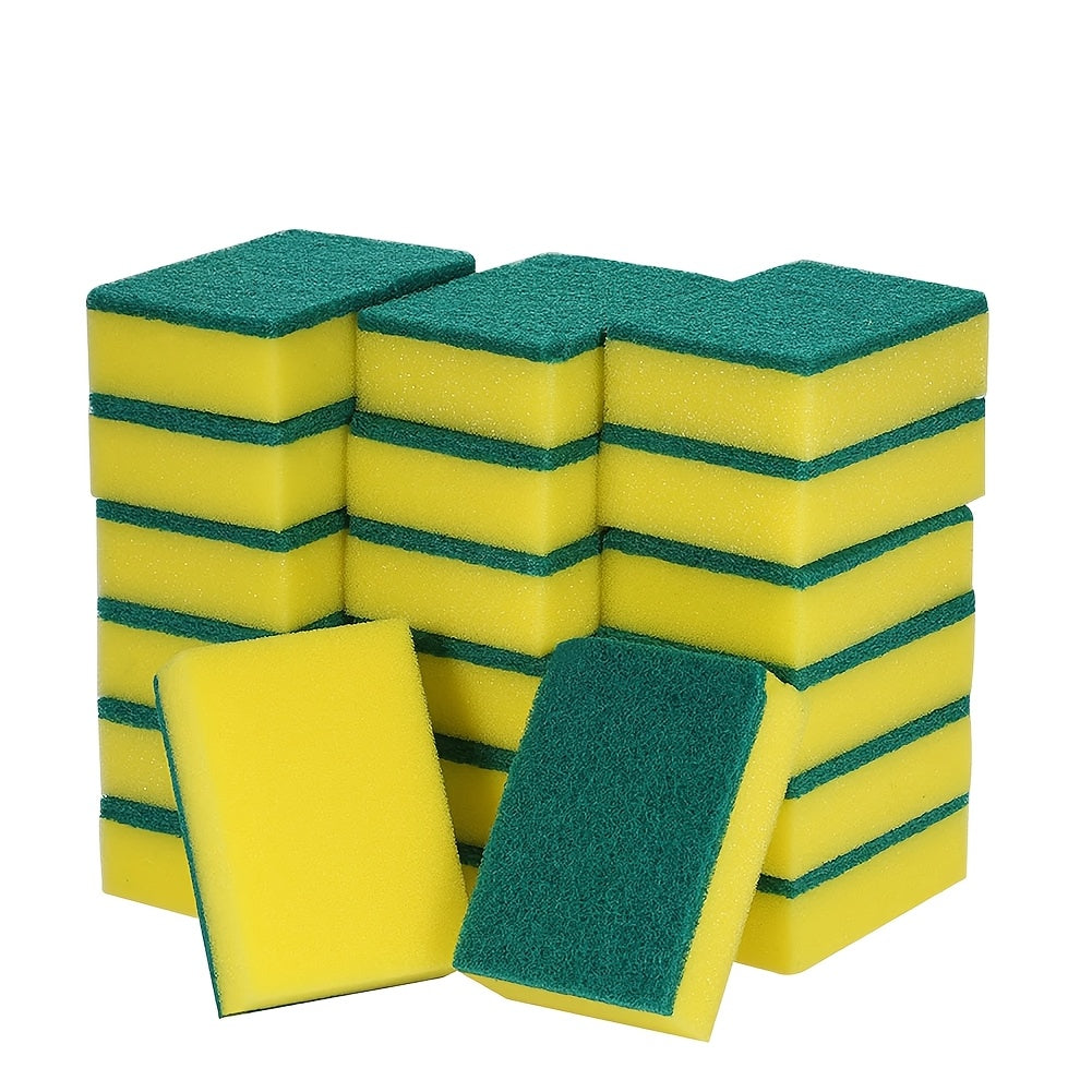 Get your hands on 30 brand new dishwashing sponges with high absorbency, perfect for removing pot rust stains and cleaning kitchen oil. This ultimate double-sided cleaning sponge is designed for home tools, with a built-in bowl and plate cleaning brush.