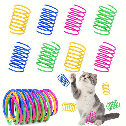 100-Pack Cat Spring Toys - Plastic coil springs for interactive play, teeth cleaning, and exercise. No batteries required.