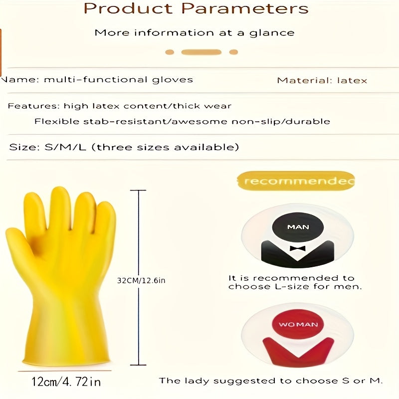 6 sets of durable, silicone household gloves for reuse, featuring thickened rubber for dishwashing, with extra thickness and long sleeves for kitchen cleaning, work, and painting