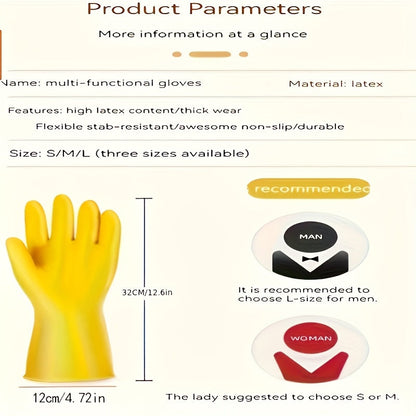 6 sets of durable, silicone household gloves for reuse, featuring thickened rubber for dishwashing, with extra thickness and long sleeves for kitchen cleaning, work, and painting