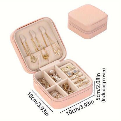 Travel-friendly jewelry organizer for rings, necklaces, and earrings.