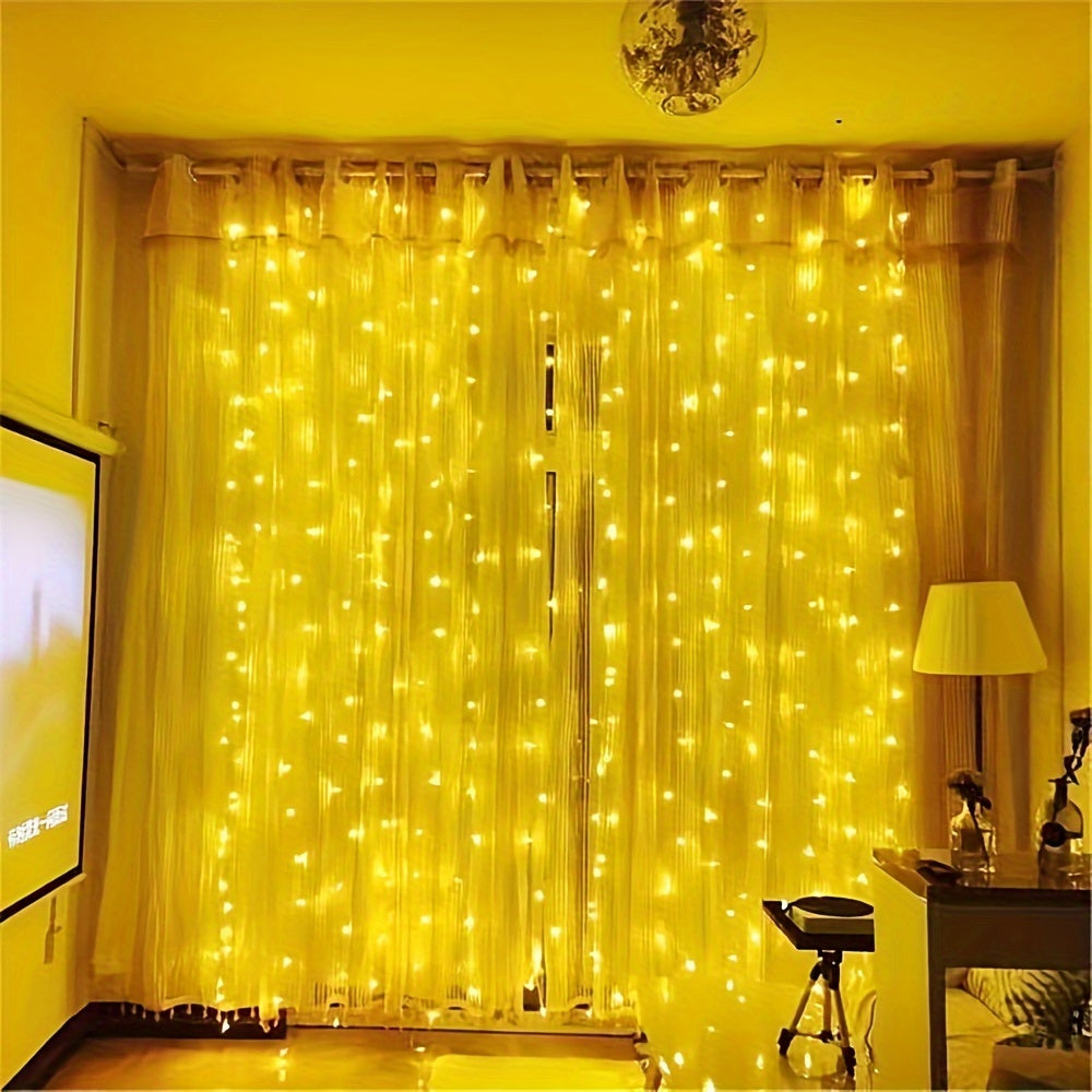 200 Warm White USB Curtain String Lights with Remote Control - Perfect for Room, Bedroom, Christmas, Halloween, Home Decor, Wedding, Party, Birthday, and Graduation.