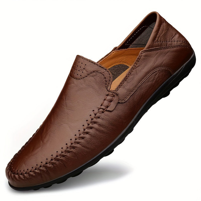 Handmade stitching men's loafer shoes for casual slip-on style by CLOHOO.