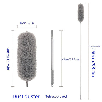 The FlexiClean Retractable Microfiber Duster is perfect for dusting in the living room, bedroom, and kitchen. Its adjustable and bendable head makes it easy to clean high ceilings and furniture without needing electricity.