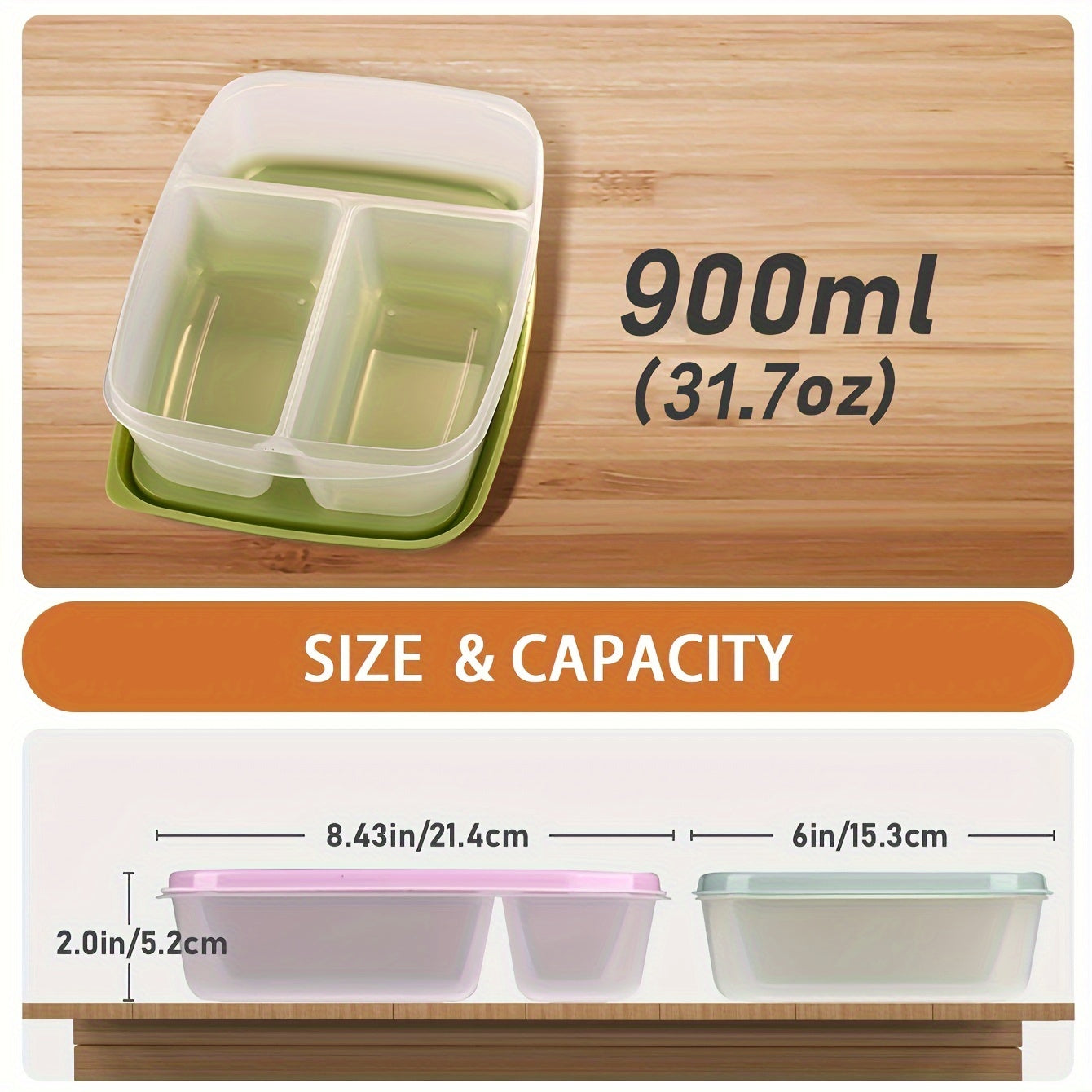 Set of 1 Meal Prep Containers with 3 Compartments - Perfect for Portioning Food at Work, School, Picnics, and more. Ideal for Casseroles, Lasagna, Baked goods, and more!