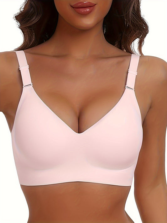 Seamless wireless cami bra with push-up feature for women's lingerie.