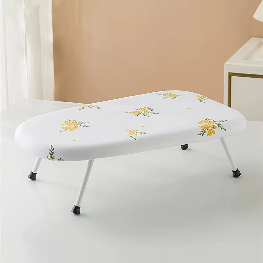 Durable Plastic and Stainless Steel Construction - Portable Tabletop Ironing Board with Floral Cover, Compact and Space-Saving Design, Convenient Storage