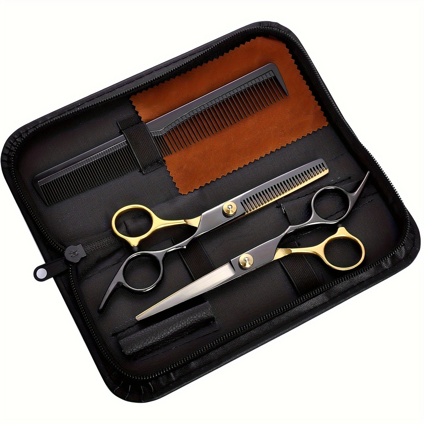 16.51 cm black stainless steel professional hair scissors for hair cutting in barber salon or household use.