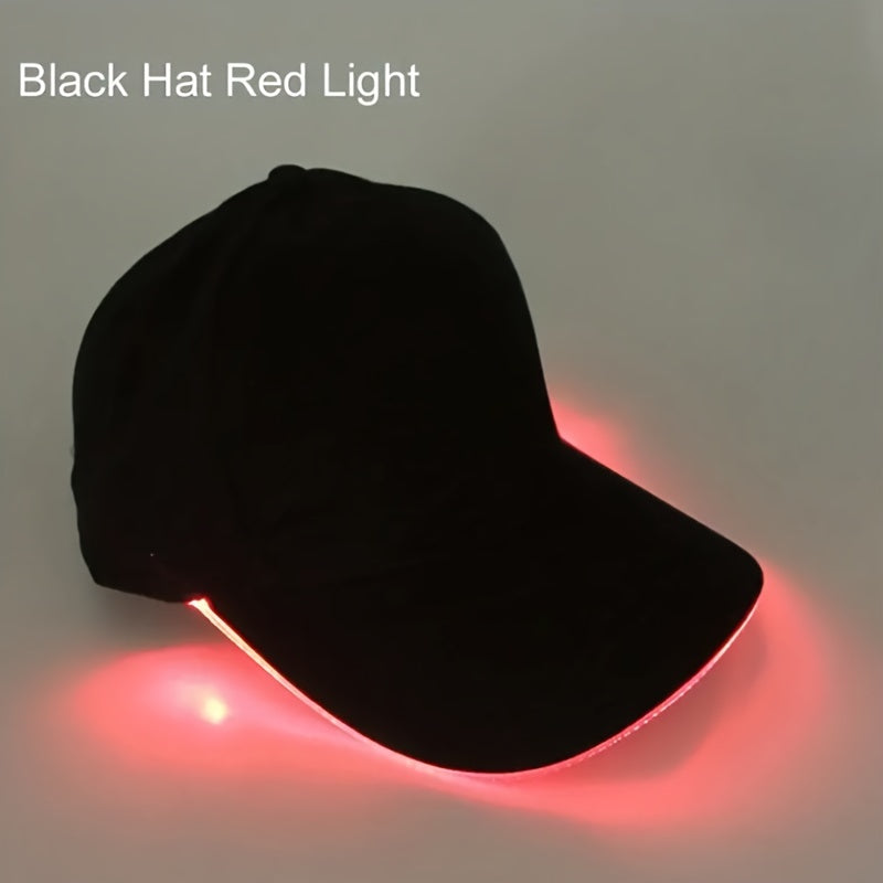 LED light-up baseball cap for parties, carnivals, and hip hop performances. Batteries included.