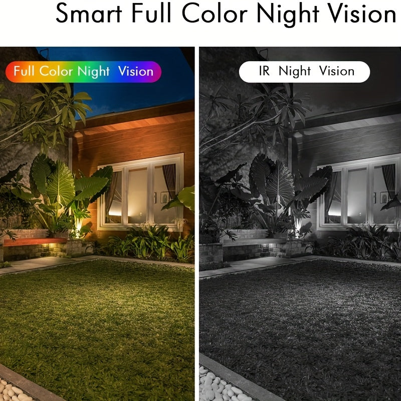 3MP wireless outdoor security camera with spotlight, siren alarm, color night vision, AI motion detection, works with Alexa, 2-way audio, cloud/SD storage, PIR motion detection