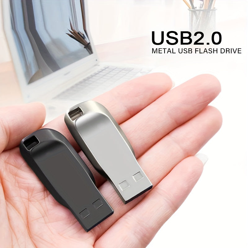 Fashionable high-speed metal USB 2.0 flash drive for secure data storage in multiple sizes (8GB, 90GB, 100GB, 110GB). Ideal for PC, laptops, and tablets.