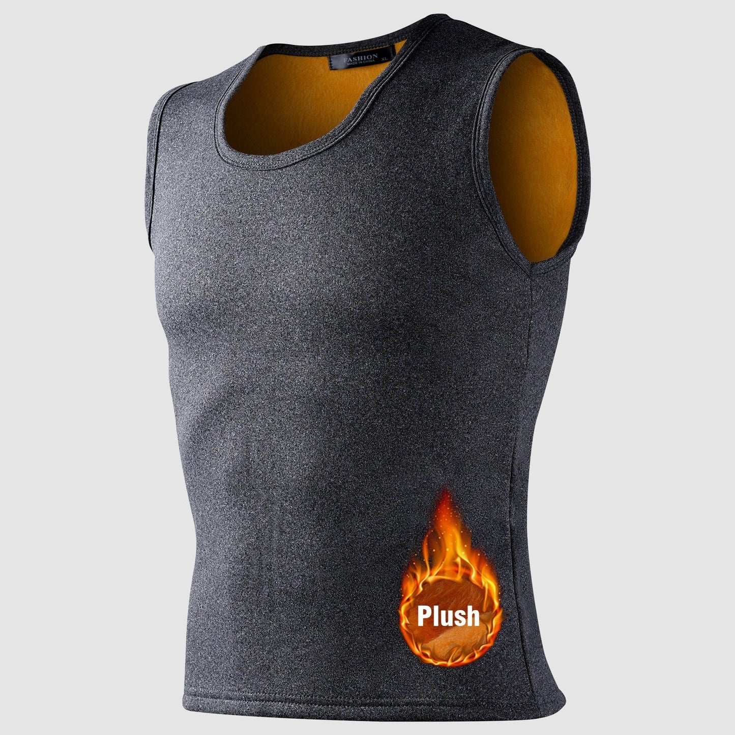 Men's winter warm vest with polyester fiber fill, ideal for hiking and outdoor activities. Features a crew neck, sleeveless design, and 300gsm fleece lining for added warmth.