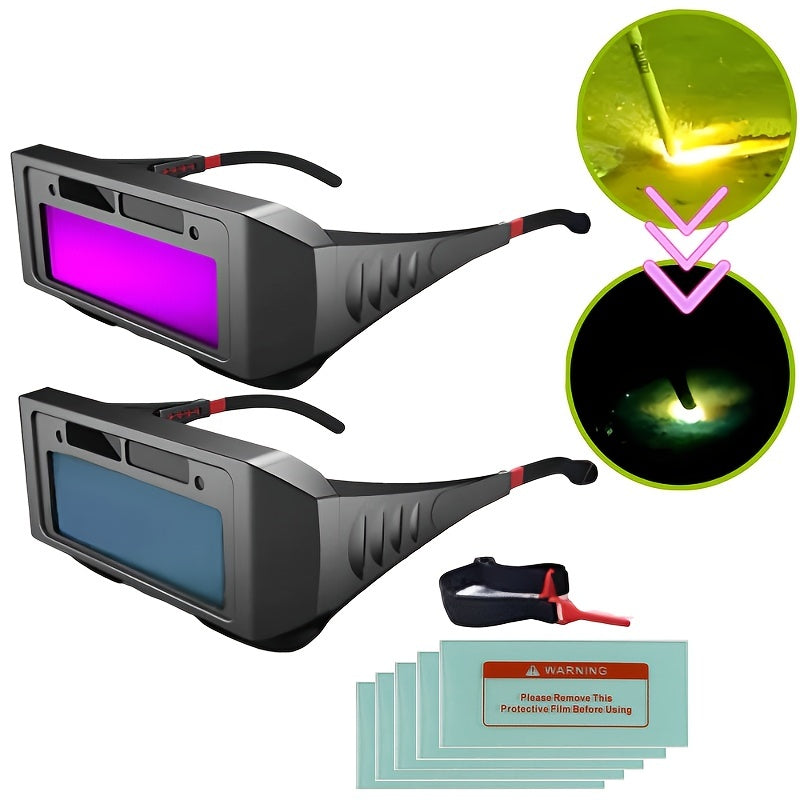 Auto darkening welding goggles for eye protection.