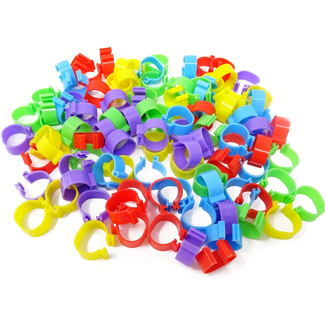 100 Chicken leg rings in 5 colors for ducks, chicks, chickens, guinea pigs, geese.