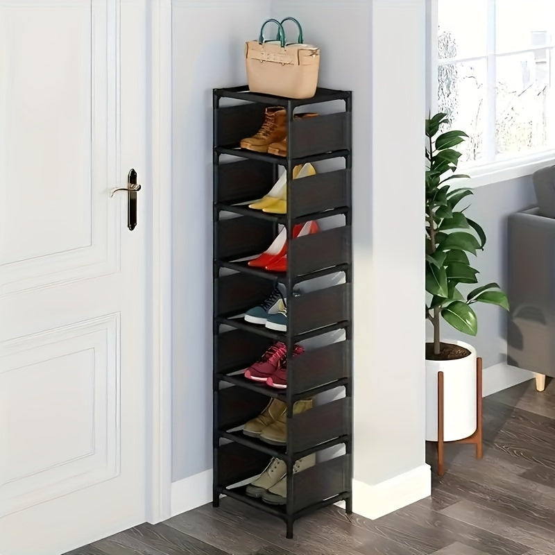 Introducing a versatile 5-tier home shoe rack and storage cabinet designed for entry-level use. This easy-to-assemble and user-friendly organizer can be customized to fit your space in either black or white. With a compact footprint, it is perfect for