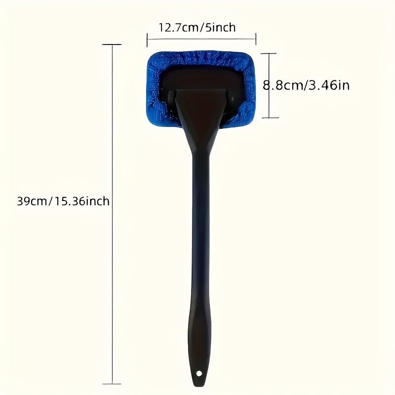 Waterproof, long-handled brush for cleaning car glass, including windshield, windows, and rearview mirror, made of ultra-fine fibers.