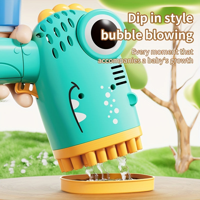 Dinosaur Bubble Blaster- Electric foam gun with LED lights, perfect for parties and outdoor fun- Pink/Green