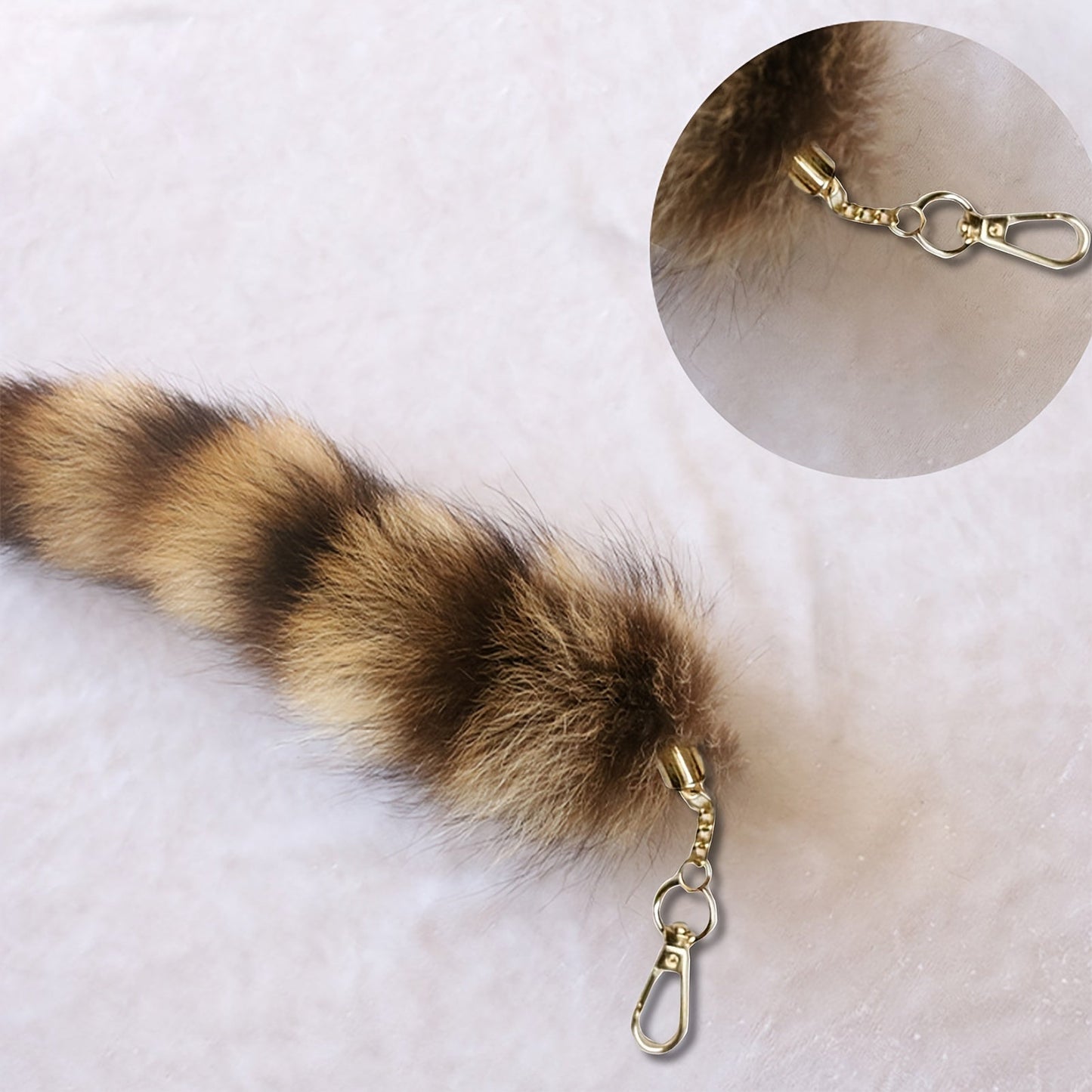 Faux Raccoon Tail Pom Pom Keychain with Metal Split Ring Keyring - Made from Yarn Material - Versatile Accessory for Handbags and Backpacks - Great for Weddings, Birthdays, and Bachelorette Parties - Perfect Gift for Christmas, Easter, Hanukkah