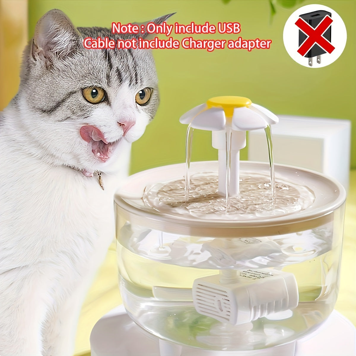 Quiet 1.5L clear pet water fountain – USB powered, easy to clean, for cats and small pets.