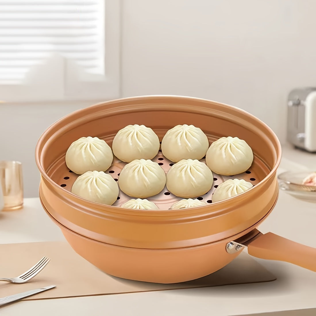 Double-sided Clay Micro-pressure Steaming and Stir-frying Pot, Two-in-one with Non-stick Coating, Versatile for Stir-frying and Steaming. Advanced Design with Pure Iron and Clay Construction, Includes Lid, Steamer, and Stir-frying Pot.