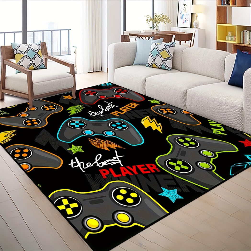 Game Controller Print Area Rug for 1 pc, with Anti-fatigue Floor Carpet and Stain-resistant Kitchen Rug. Also features a Quick Dry Absorbent Bath Mat, Entrance Welcome Doormats, and can be used in the Living Room, Bedroom, Hallway, Laundry Room, or